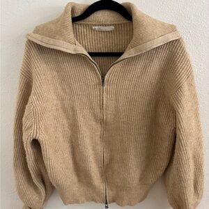 Oak + Fort tan chunky knit cardigan